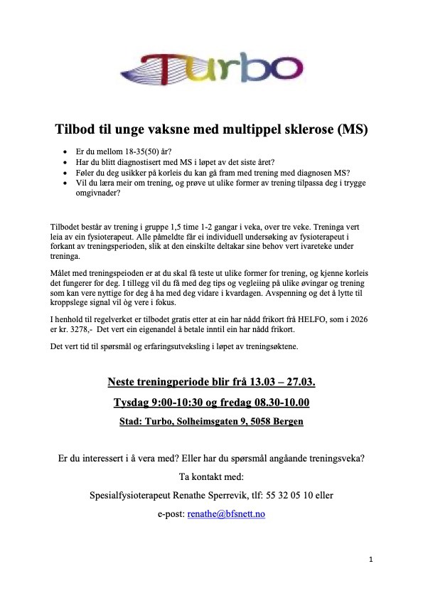 Tilbod til unge vaksne med multippel sklerose